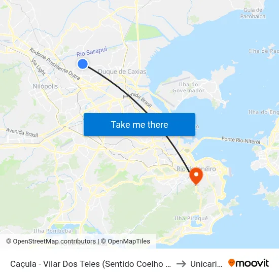 Caçula - Vilar Dos Teles (Sentido Coelho Da Rocha) to Unicarioca map