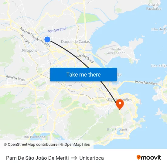 Pam De São João De Meriti to Unicarioca map