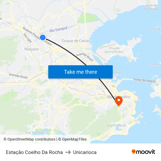 Estação Coelho Da Rocha to Unicarioca map