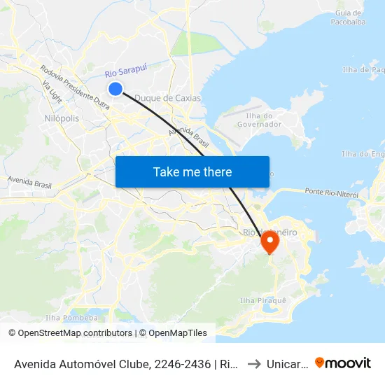 Avenida Automóvel Clube, 2246-2436 | Rio Ville Shopping to Unicarioca map