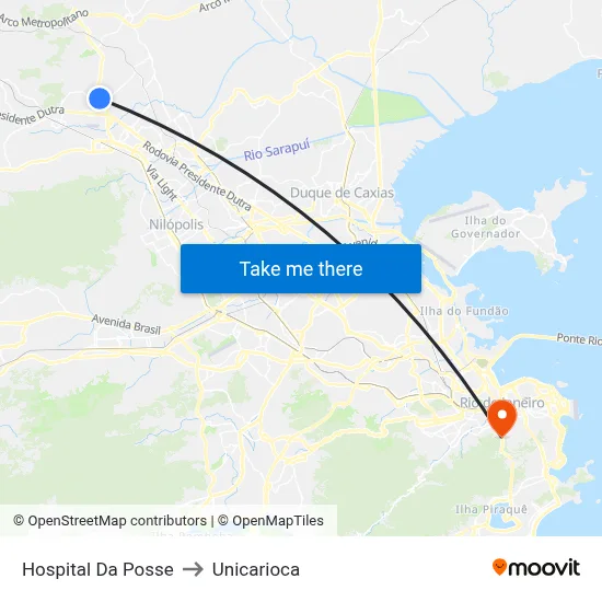 Hospital Da Posse to Unicarioca map