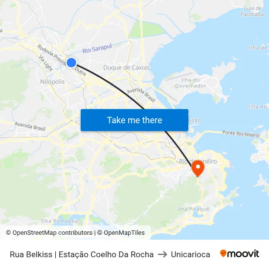 Rua Belkiss | Estação Coelho Da Rocha to Unicarioca map