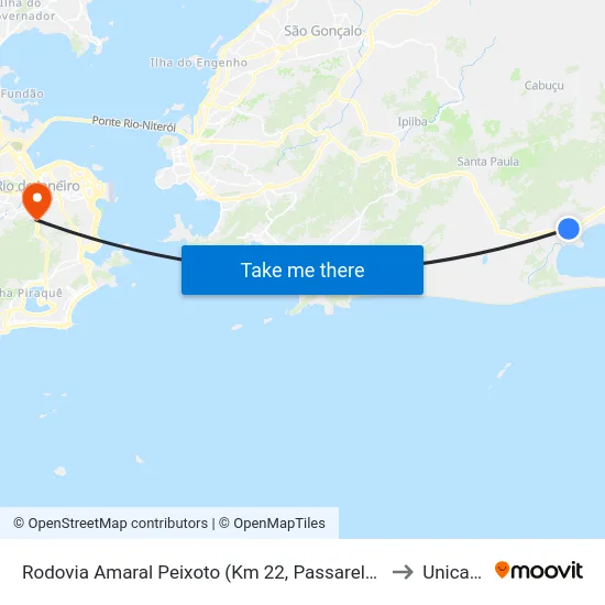 Rodovia Amaral Peixoto (Km 22, Passarela Do Bairro Marine) to Unicarioca map