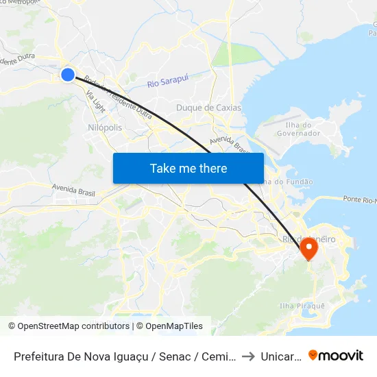 Prefeitura De Nova Iguaçu / Senac / Cemitério Municipal to Unicarioca map