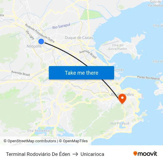 Terminal Rodoviário De Éden to Unicarioca map