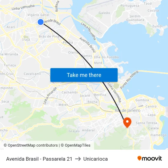Avenida Brasil | Passarela 21 to Unicarioca map