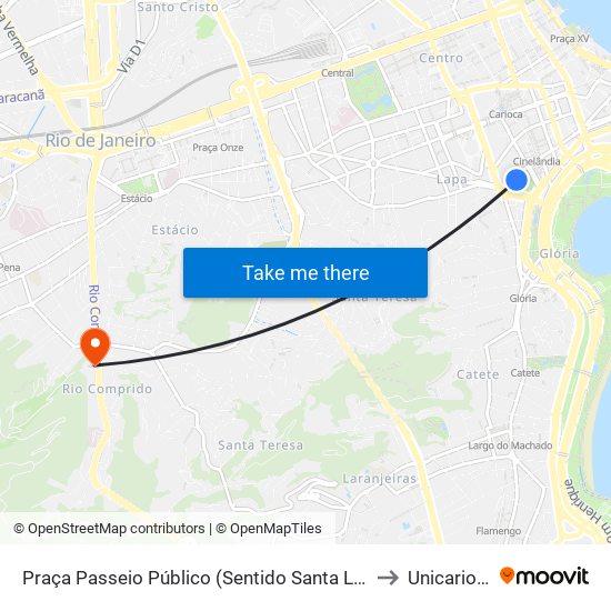 Praça Passeio Público (Sentido Santa Luzia) to Unicarioca map