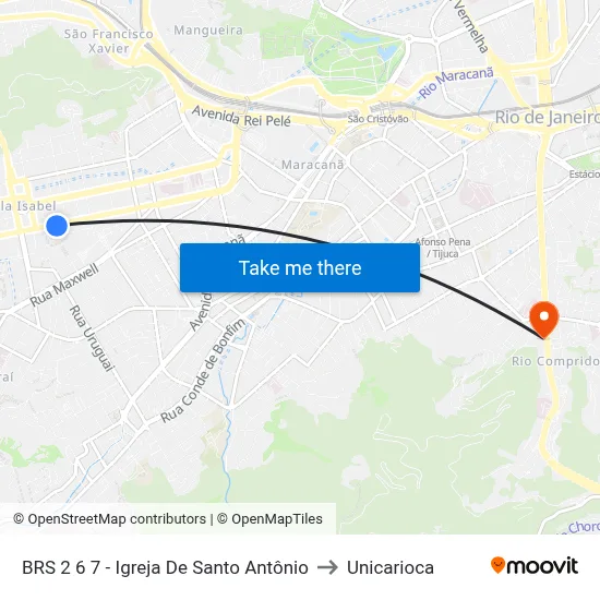 BRS 2 6 7 - Igreja De Santo Antônio to Unicarioca map
