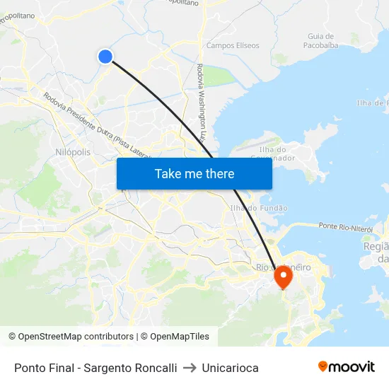 Ponto Final - Sargento Roncalli to Unicarioca map