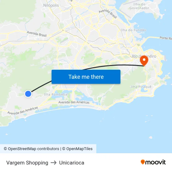 Vargem Shopping to Unicarioca map