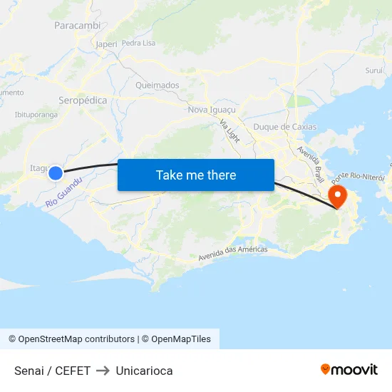 Senai / CEFET to Unicarioca map