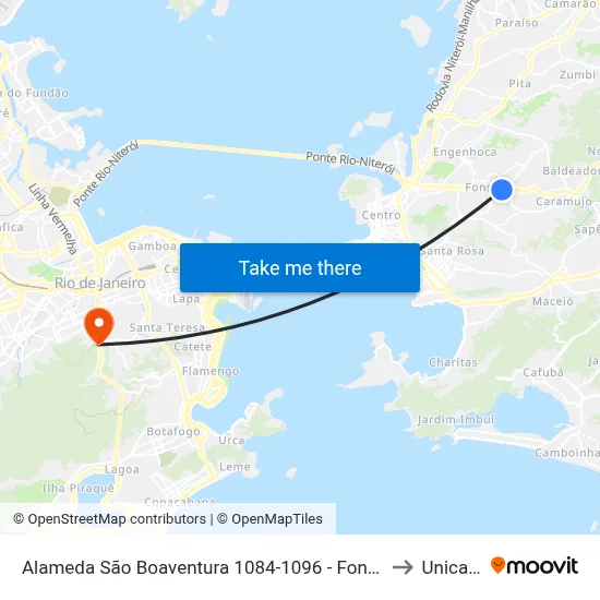 Alameda São Boaventura 1084-1096 - Fonseca Niterói - Rj Brasil to Unicarioca map
