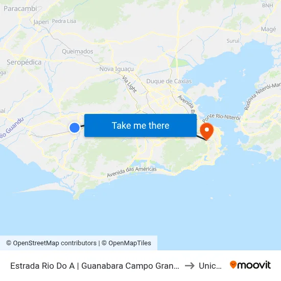 Estrada Rio Do A | Guanabara Campo Grande II (Sentido Mendanha) to Unicarioca map