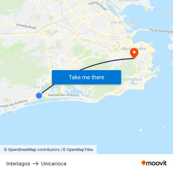 Interlagos to Unicarioca map