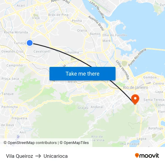 Vila Queiroz to Unicarioca map