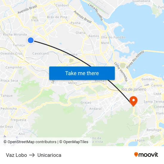 Vaz Lobo to Unicarioca map