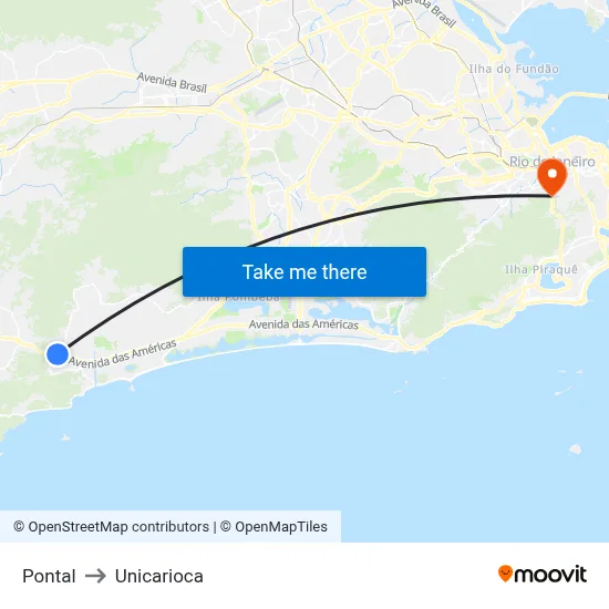 Pontal to Unicarioca map
