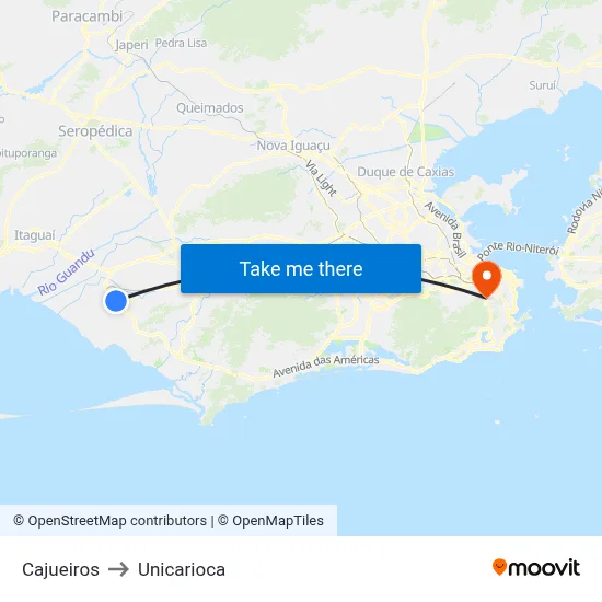 Cajueiros to Unicarioca map