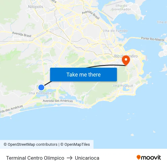 Terminal Centro Olímpico to Unicarioca map