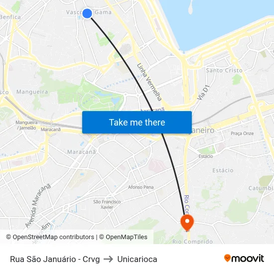 Rua São Januário - Crvg to Unicarioca map
