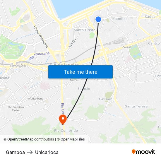 Gamboa to Unicarioca map