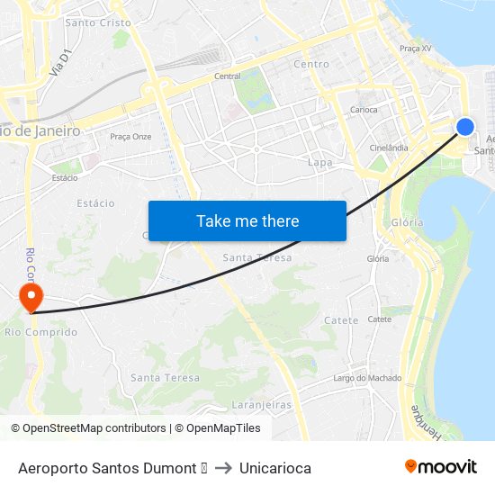 Aeroporto Santos Dumont ✈ to Unicarioca map