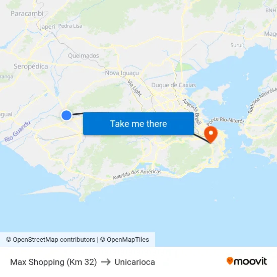 Max Shopping (Km 32) to Unicarioca map