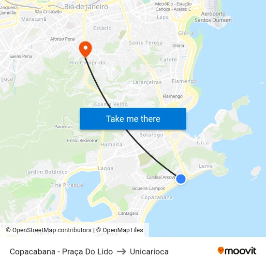 Copacabana - Praça Do Lido to Unicarioca map