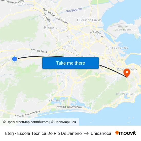 Eterj - Escola Técnica Do Rio De Janeiro to Unicarioca map
