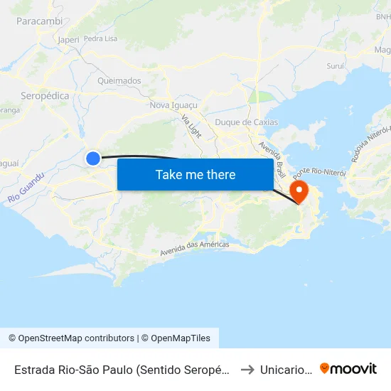 Estrada Rio-São Paulo (Sentido Seropédica) to Unicarioca map