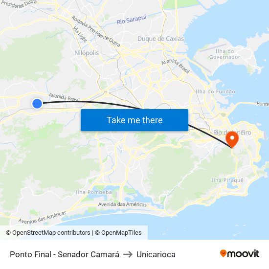 Ponto Final - Senador Camará to Unicarioca map