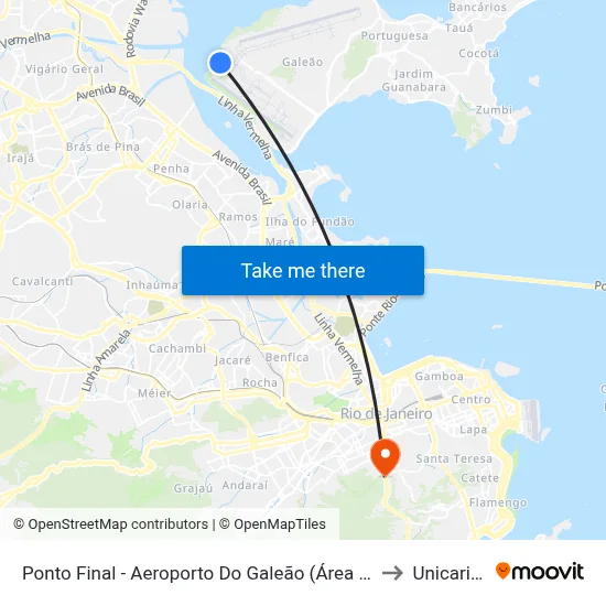 Ponto Final - Aeroporto Do Galeão (Área De Apoio) to Unicarioca map