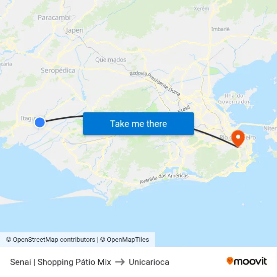 Senai | Shopping Pátio Mix to Unicarioca map