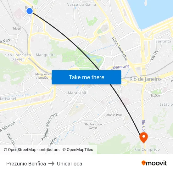 Prezunic Benfica to Unicarioca map