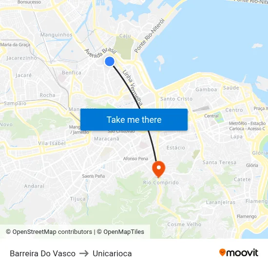 Barreira Do Vasco to Unicarioca map