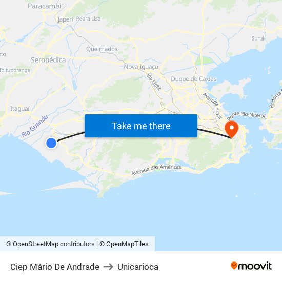 Ciep Mário De Andrade to Unicarioca map