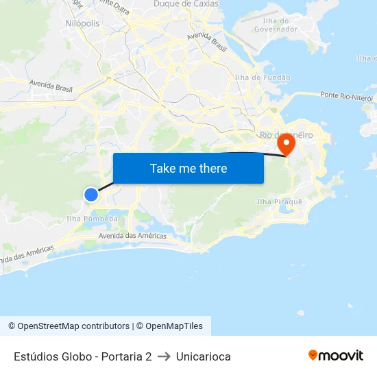 Estúdios Globo - Portaria 2 to Unicarioca map