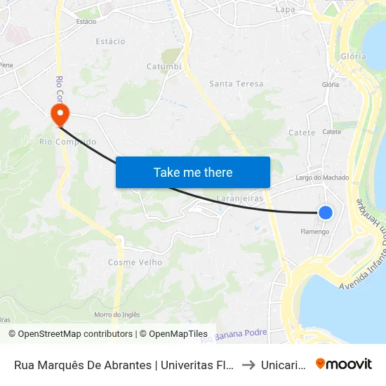 Rua Marquês De Abrantes | Univeritas Flamengo to Unicarioca map