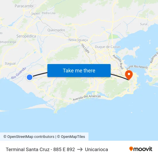 Terminal Santa Cruz - 885 E 892 to Unicarioca map