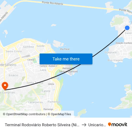 Terminal Rodoviário Roberto Silveira (Niterói) to Unicarioca map