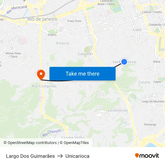 Largo Dos Guimarães to Unicarioca map