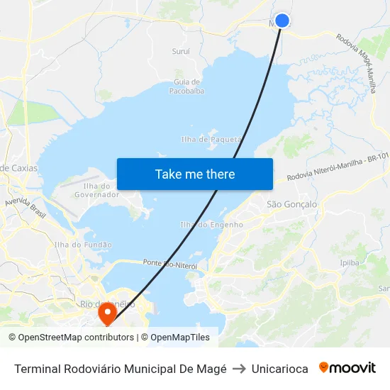 Terminal Rodoviário Municipal De Magé to Unicarioca map