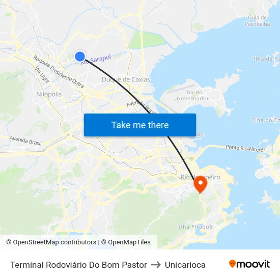 Terminal Rodoviário Do Bom Pastor to Unicarioca map