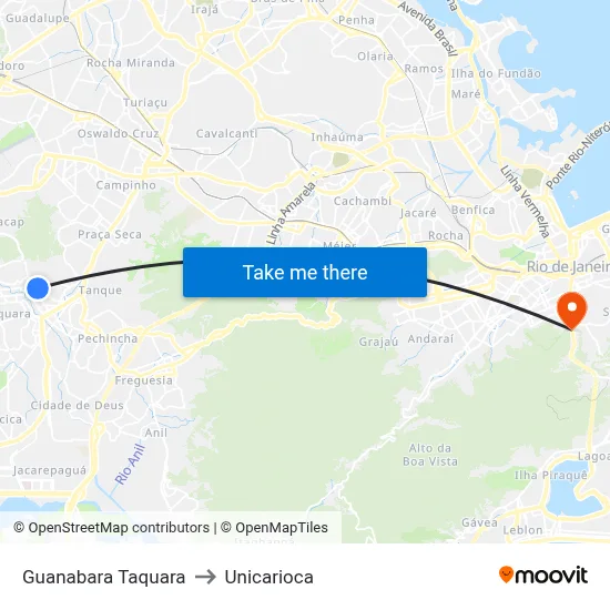Guanabara Taquara to Unicarioca map