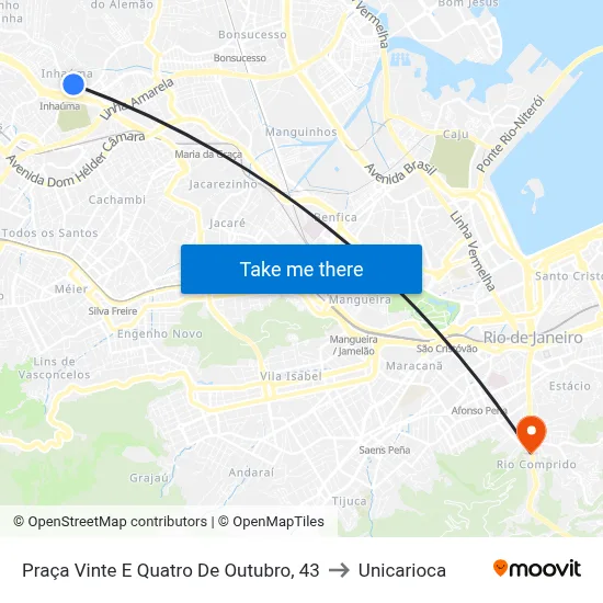 Praça Vinte E Quatro De Outubro, 43 to Unicarioca map