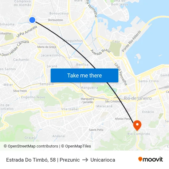 Estrada Do Timbó, 58 | Prezunic to Unicarioca map