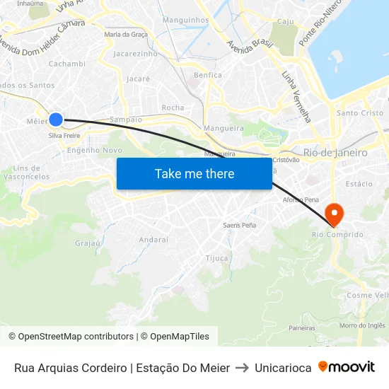 Rua Arquias Cordeiro | Estação Do Meier to Unicarioca map