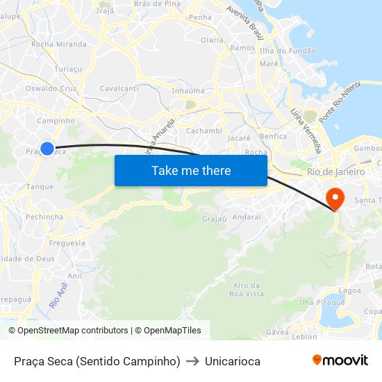 Praça Seca (Sentido Campinho) to Unicarioca map