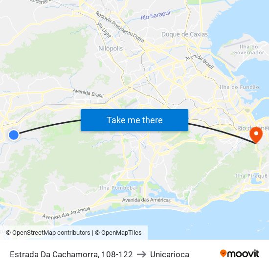 Estrada Da Cachamorra, 108-122 to Unicarioca map