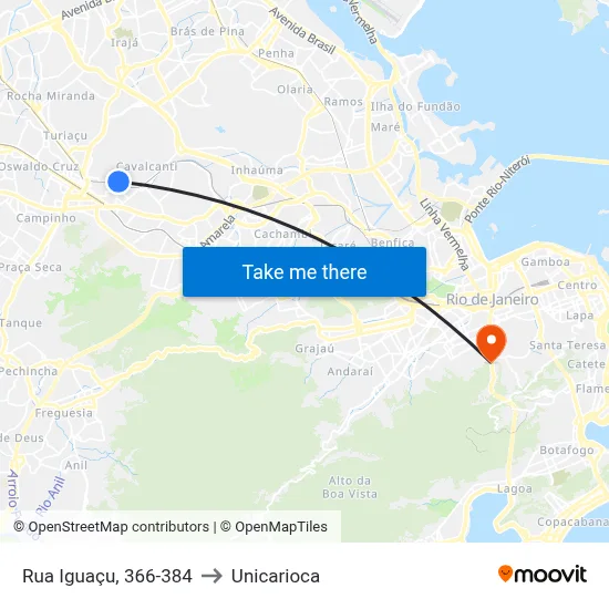 Rua Iguaçu, 366-384 to Unicarioca map